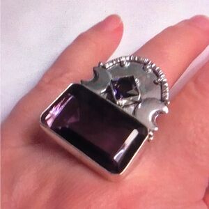 Amethyst Stamped 925 Sterling Silver Ring